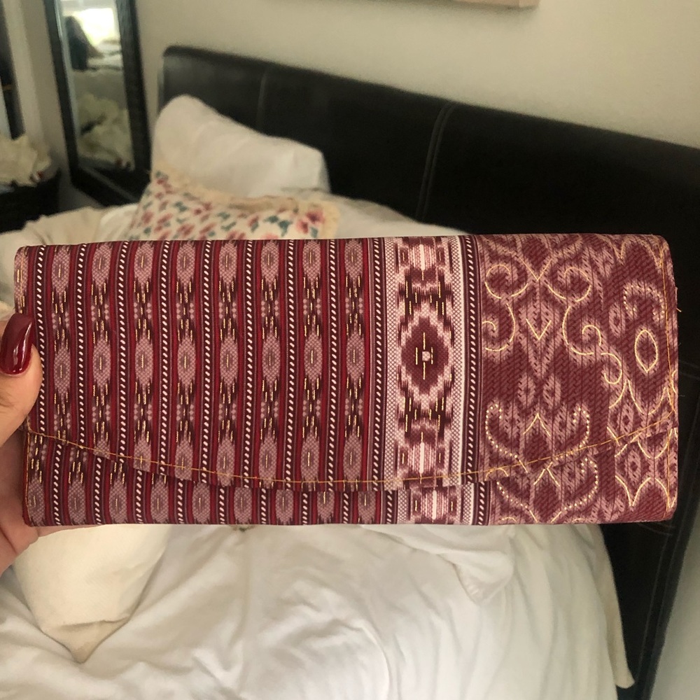 Patterned Maroon Clutch Wallet - image 1